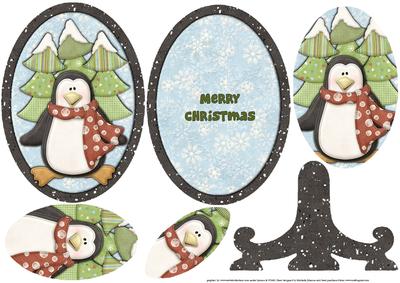Cute Christmas Penguin Plate Card with Pyramage
