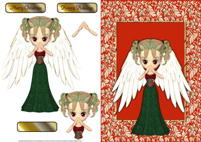 Cute Christmas Angel Cookie Quick Card Front with Decoupage
