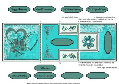 Emerald Anniversary Hearts T-step Tri Fold