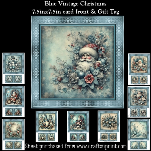 Blue Vintage Christmas Mini Kit With Gift Tags