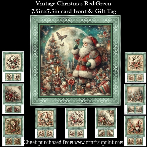 Green-Red Vintage Christmas Mini Kit With Gift Tags