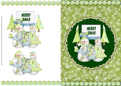 Warm Thoughts at Christmas Snowman Card Front with Decoupage