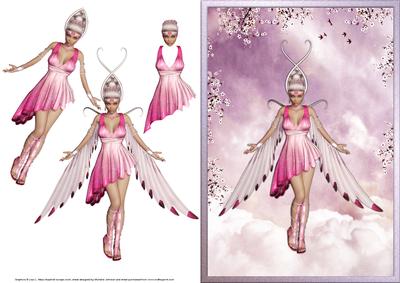 Aphrodite Greek Goddess Pink Card Front with Decoupage