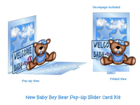 New Baby Boy Bear Pop-up Slider Card Kit