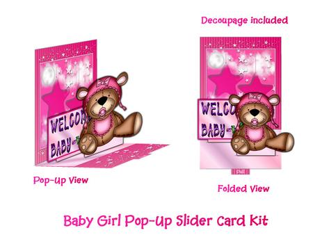 New Baby Girl Bear Pop-up Slider Card Kit