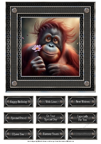 Sweet Orangutan Card 7x7 inch Topper