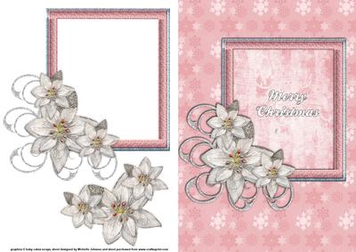 White Poinsettia and Frame Quick Card Front with Decoupage