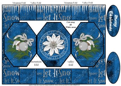 Christmas Bear Baubles and Poinsettia Octagon Folded Pop Up Card