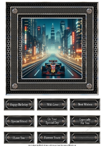 F1 Car 7x7 inch Topper