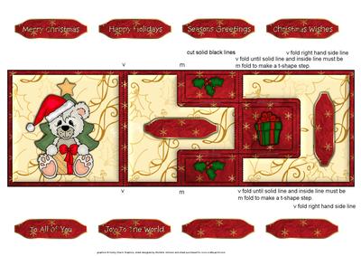 Cute Christmas Bear and Tree T-step Tri Fold