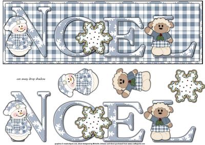 Noel Snowman and Christmas Sheep Dl Card with Decoupage