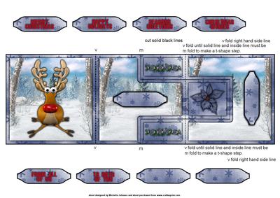 Christmas Reindeer T-step Tri Fold