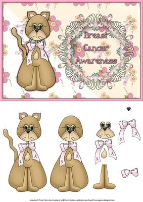 Breast Cancer Awareness Card Front with Decoupage