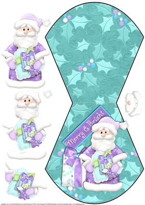 Merry and Bright Santa Wobble Card with Decoupage