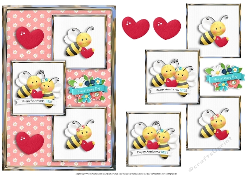 Happy Anniversa-BEE Three Square Quick Card 1
