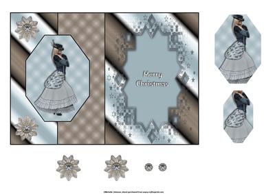 Steampunk Christmas Octagon Fold Back Card