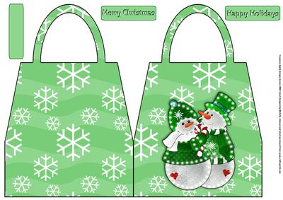 Christmas Snowman Couple Bag Shaped Card