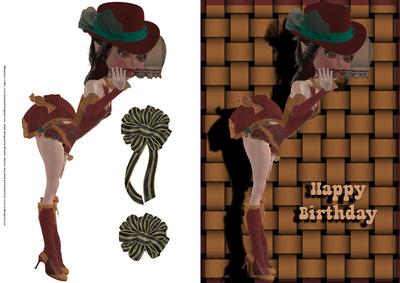 Steampunk Mavka Card Front with Decoupage