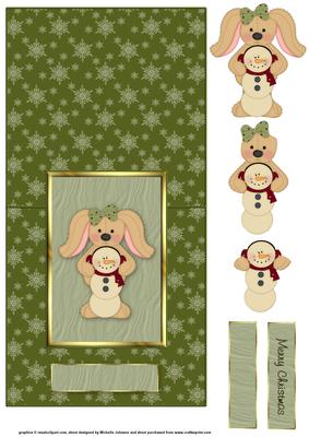 Cute Rabbit and Snowman Over the Edge Card