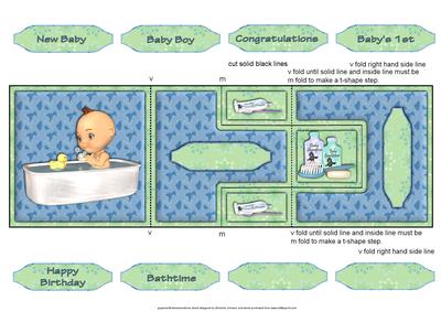 New Baby Boy or Baby's 1st Birthday T-step Tri Fold