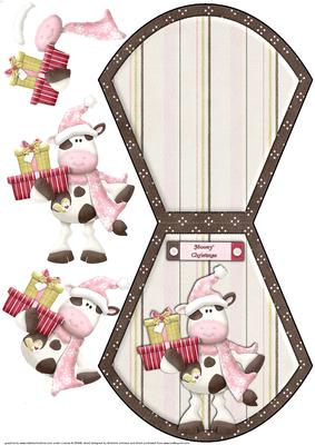 Mooey Christmas Wobble Card with Decoupage