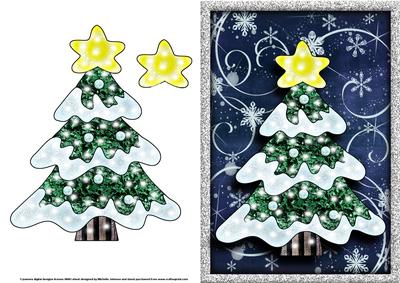 Oh Christmas Tree Card Front with Decoupage