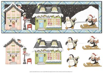 Nitville Sleighing Penguins Large Dl Card