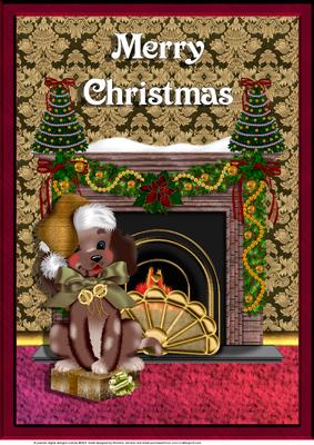 Cute Christmas Pup A4 Card