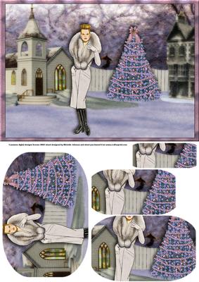 Vintage Lady in the Snow Card Front with Pyramage