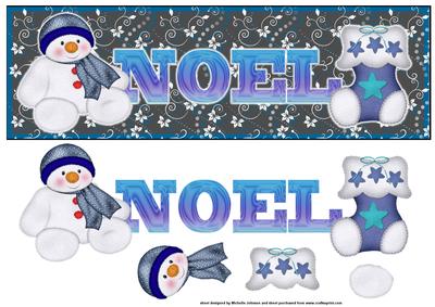 Noel Snowman and Christmas Stocking Large Dl Card Dark
