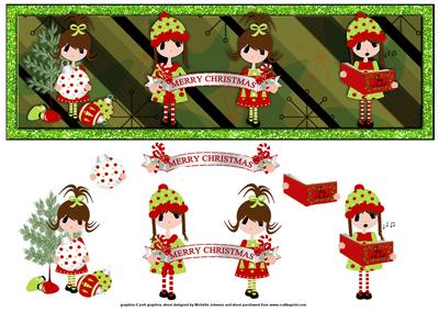 Cute Christmas Girls Large Dl Card