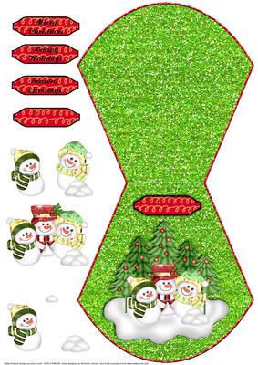 Trio of Snowmen Wobble Card with Decoupage