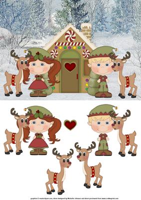Santas Grotto Card Front with Decoupage