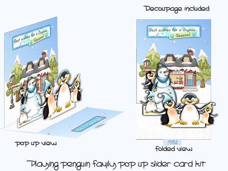 Playing Penguin Family Pop Up Slider Card Kit