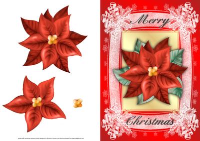 Poinsettia Card Front with Decoupage