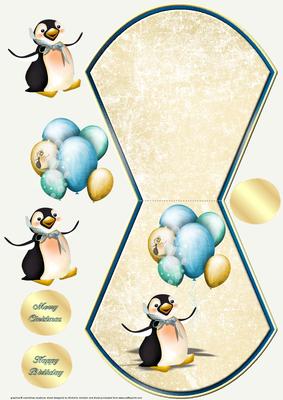 Penguin Birthday or Christmas Wobble Card