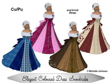 Elegant Snowbrides in Coloured Dress Posers