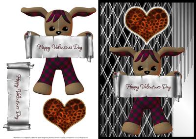 Cute Plushie Holding a Valentines Banner