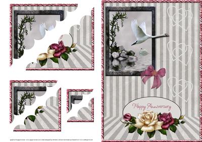 Swans and Roses Anniversary Deckle Edge Stacker