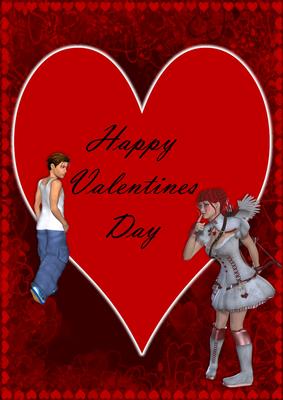 Cupids Kisses A4 Valentines Card