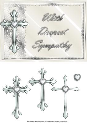 Deepest Sympathy Cross Card Front with Decoupage