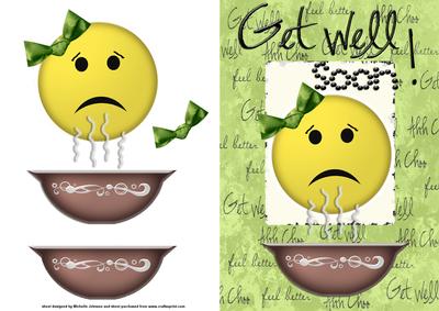 Get Well Soon Female Card with Decoupage
