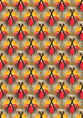 You Rock Guitars and Flaming Heart Background