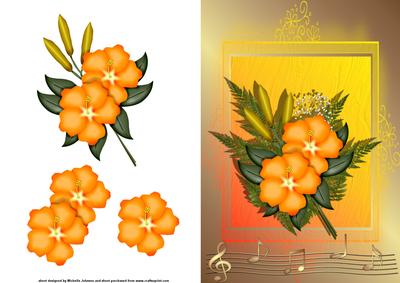 Orange Music and Hibiscus Card Front