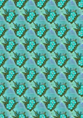 Blue/green Music and Hibiscus Background