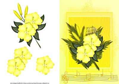 Yellow Music and Hibiscus Card Front