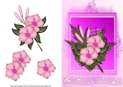 Pink Music and Hibiscus Card Front