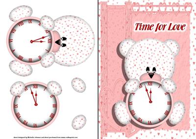 Time for Love Teddy Bear Valentines Card