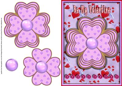 Be My Valentine Heart Flower Card Front