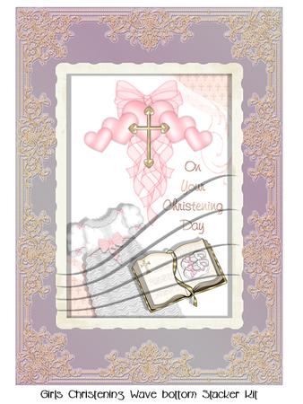 Girls Christening Bottom Wave Stacker Card Kit